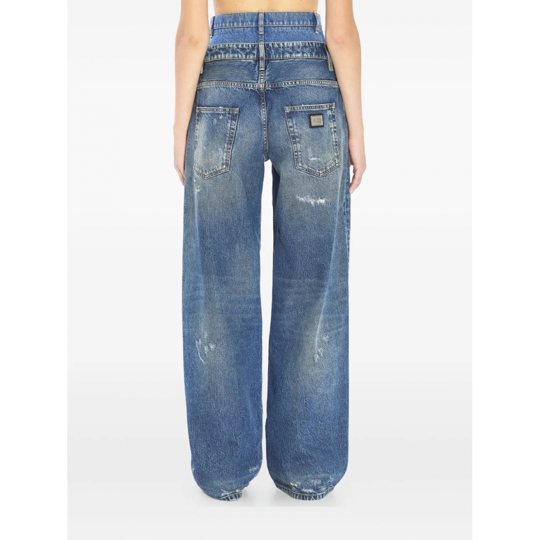 'Double-Waist Distressed' Jeans für Damen