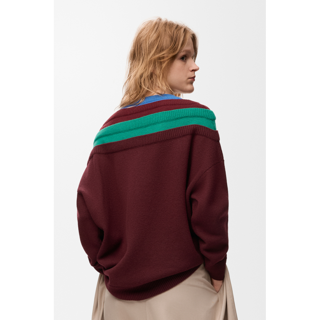 Pull 'V-Neck Striped' pour Femmes