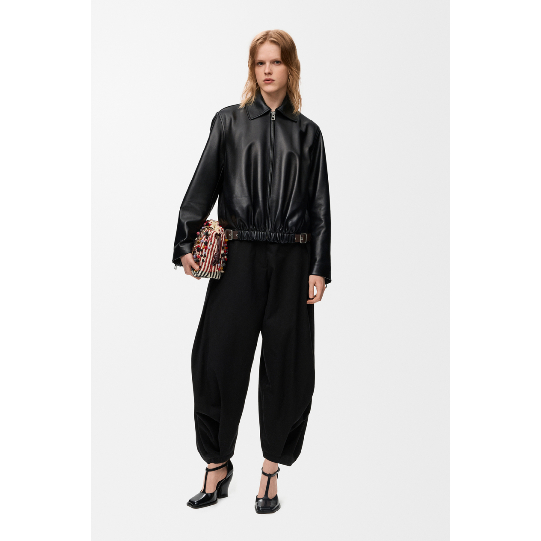 Veste en cuir 'Belted' pour Femmes