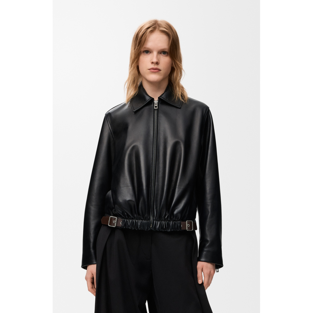 Veste en cuir 'Belted' pour Femmes
