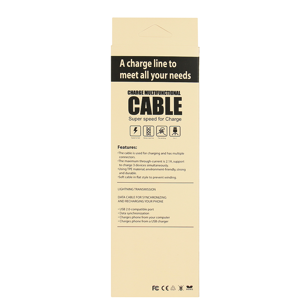 Cable 3 En 1 (Lightenning/Micro Usb/ Usb-C)