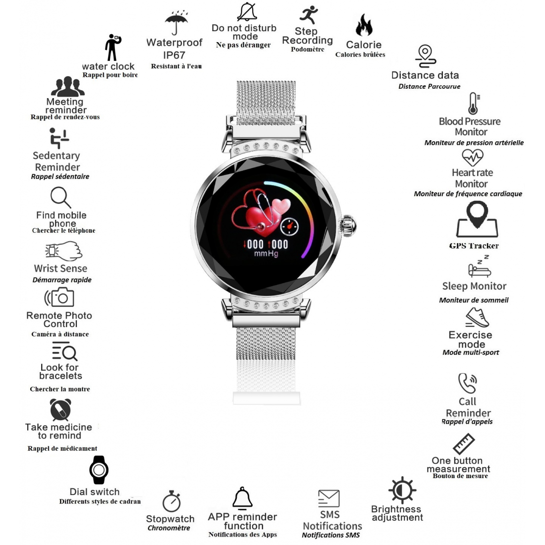 Modische GPS-Multifunktionsuhr, kompatibel mit iOS und Android