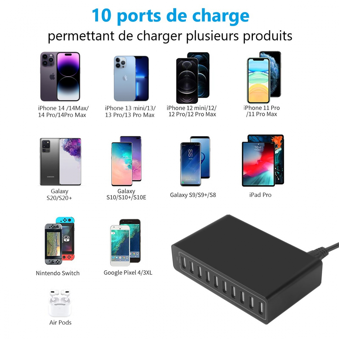 10-Port-USB-A-Ladegerät