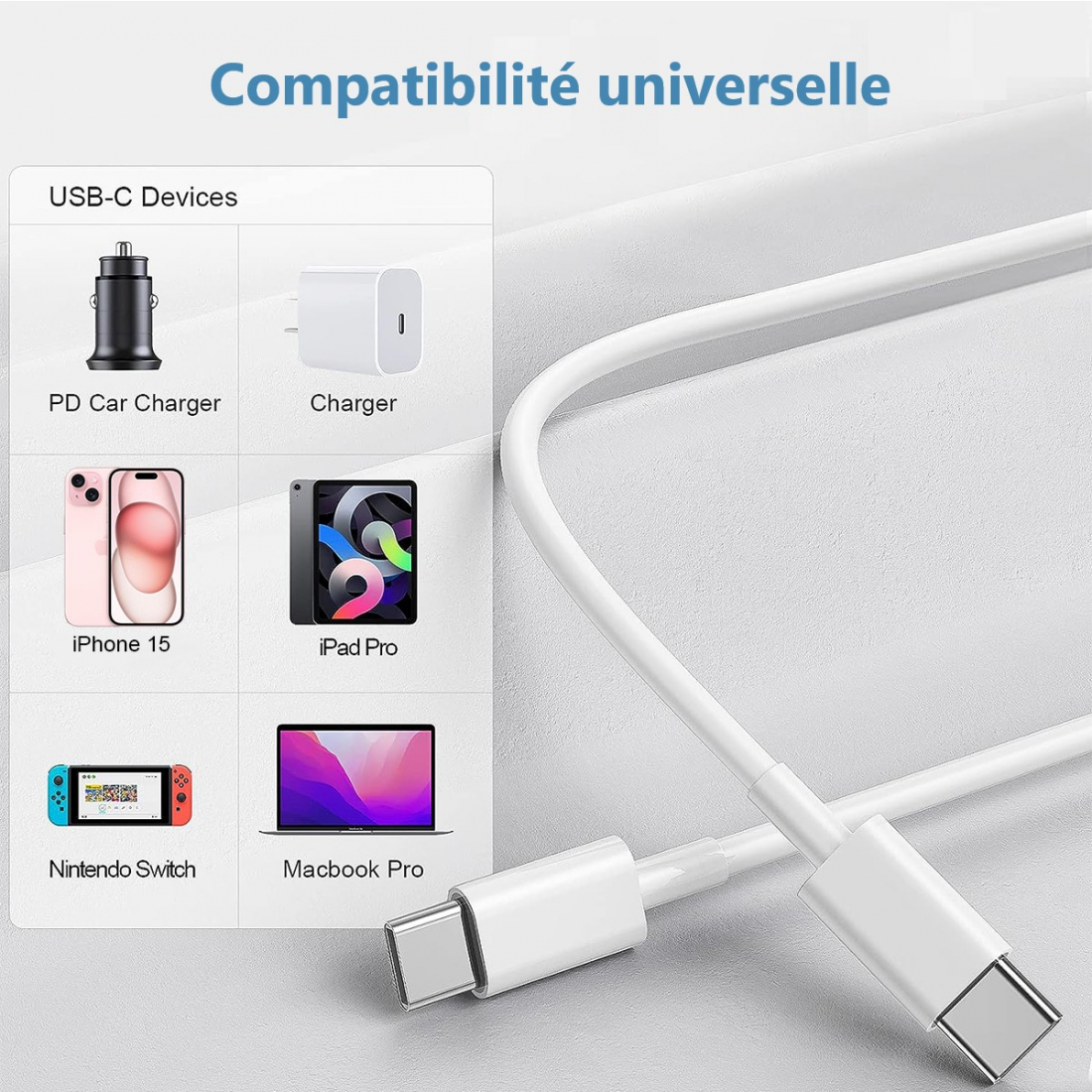 USB-C-auf-USB-C-Kabel, 2 Meter
