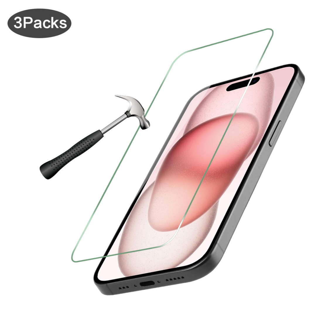 3er-Pack Panzergläser für das iPhone 15
