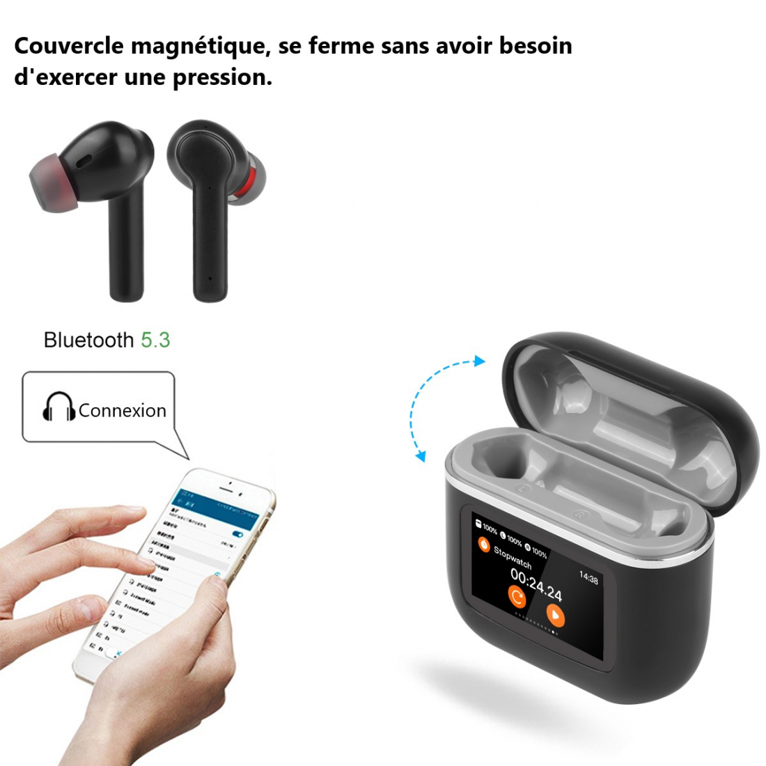 Ecouteurs  Avec Ecran Led Bluetooth