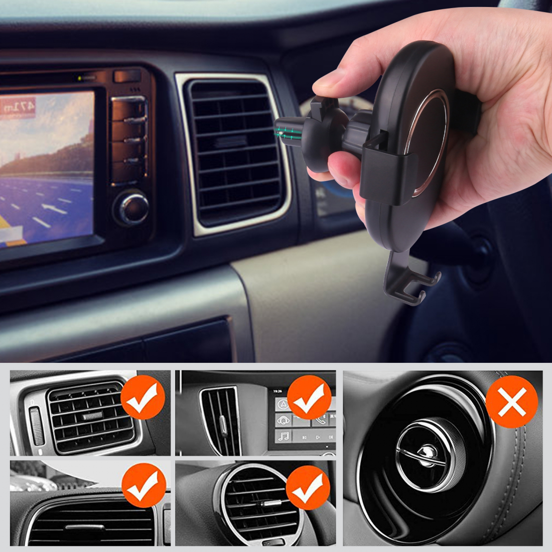 Automatische kabellose Autohalterung und Ladegerät