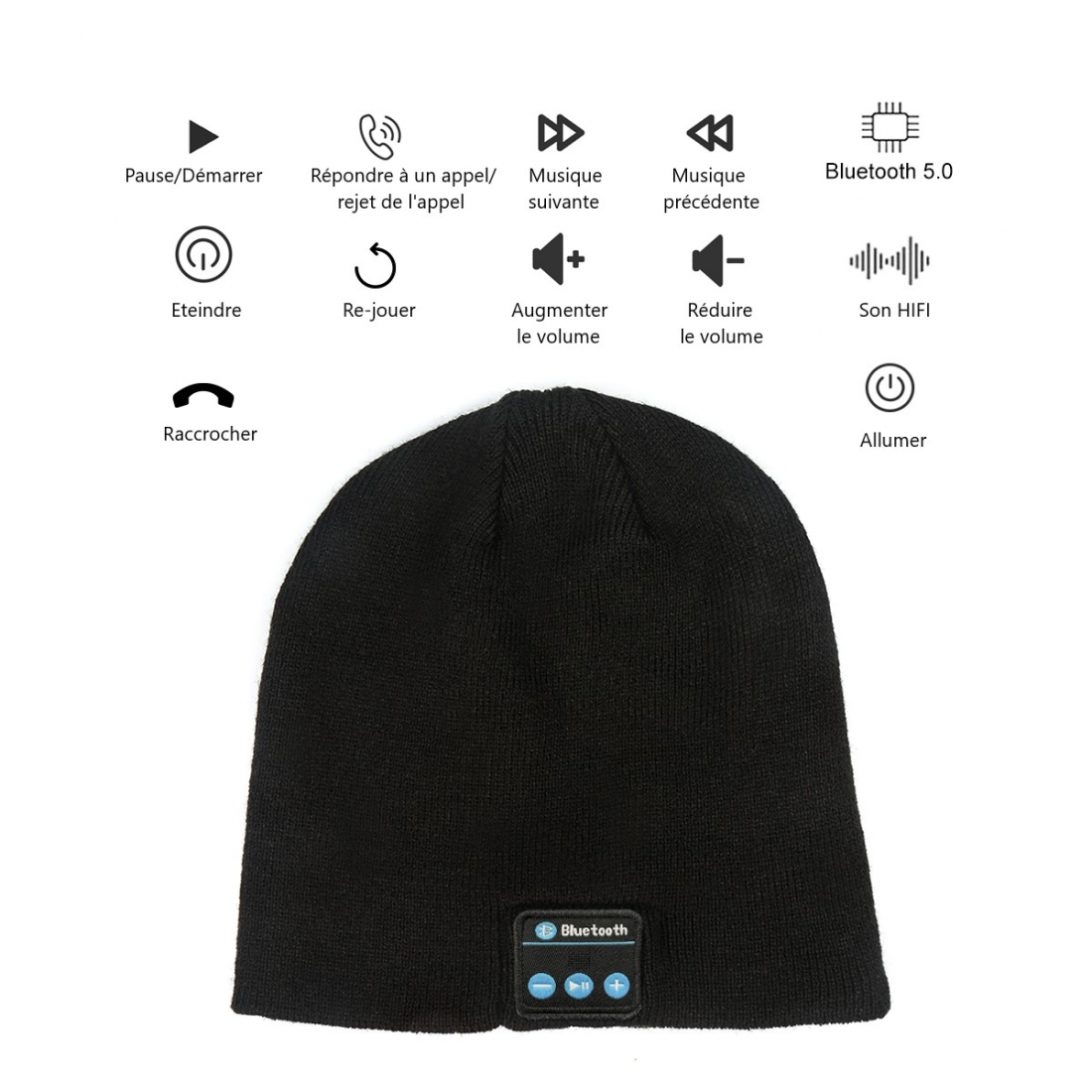 Bonnet Avec Casque Bluetooth Integree