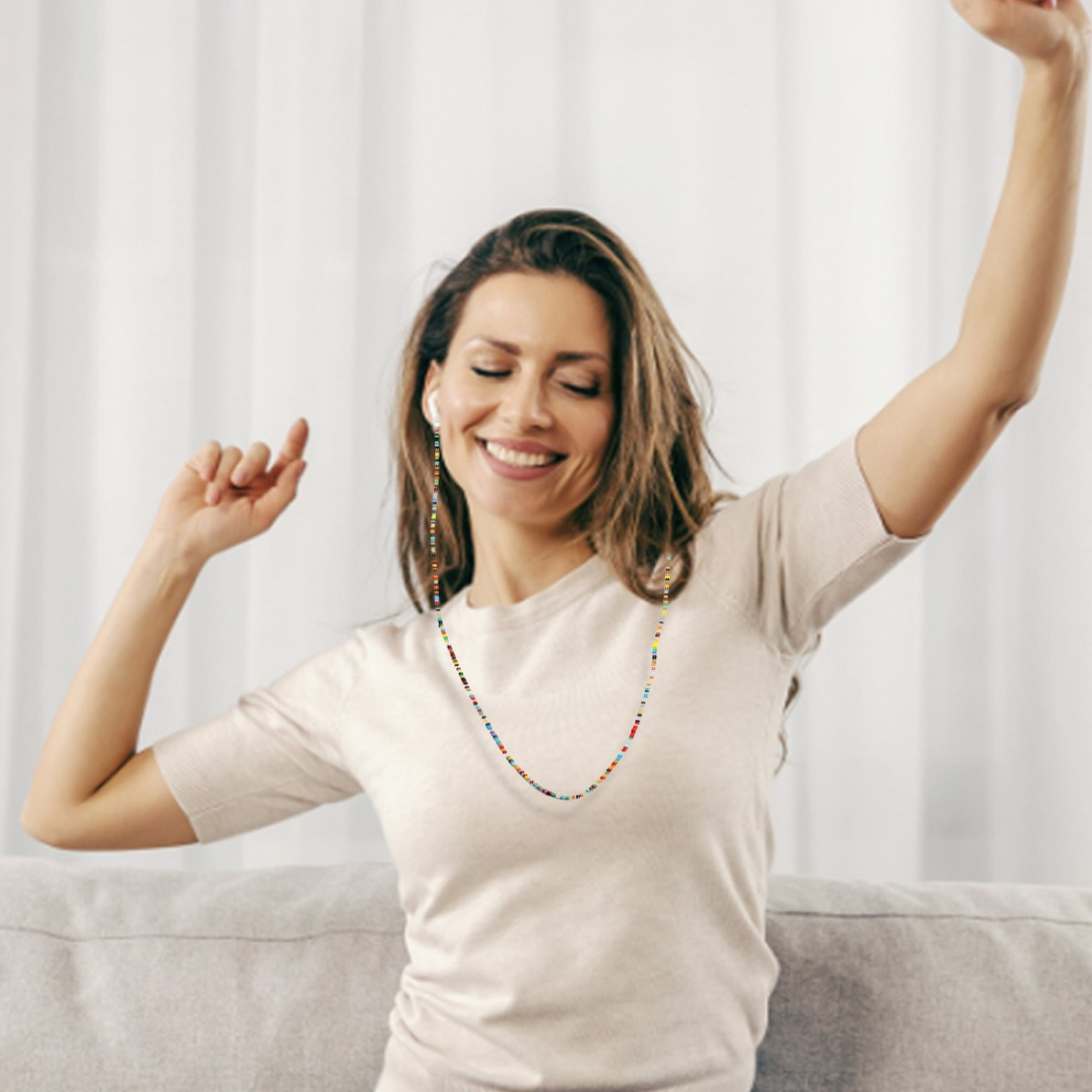 Chaine De Airpods Ou Lunettes En Perles Pour Ecouteurs