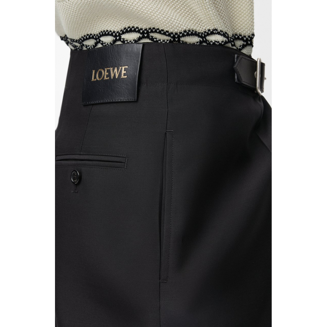 Pantalon 'Pleated Leather-Belt' pour Femmes