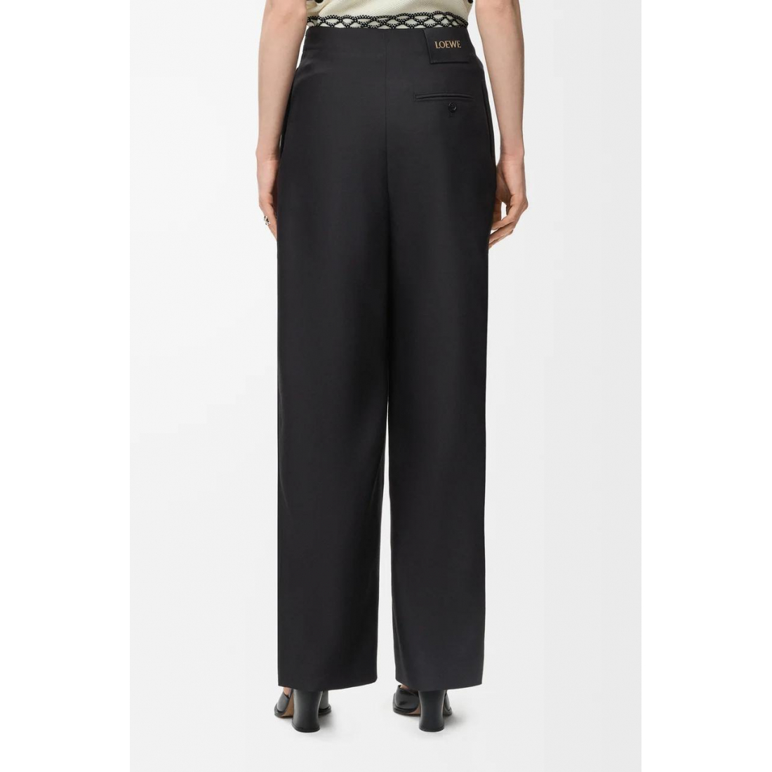 Pantalon 'Pleated Leather-Belt' pour Femmes