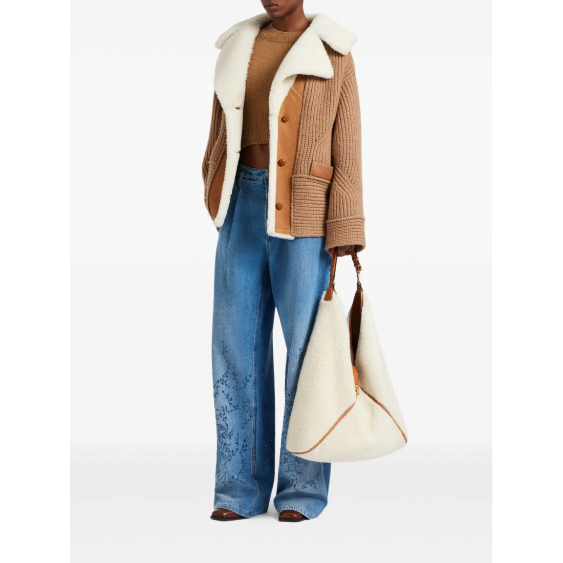 Veste 'Shearling Panelled-Knit' pour Femmes