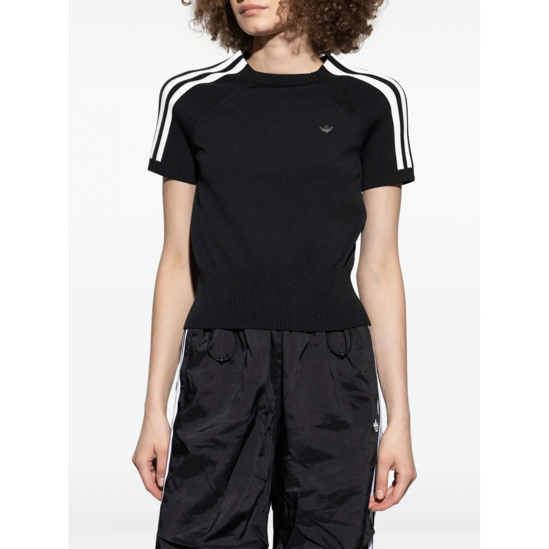 Women's 'Three-Stripe Ribbed' Short sleeve Top