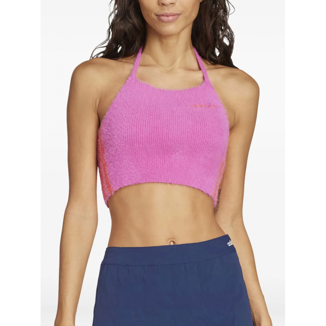Crop Top 'Halter Fluffy-Knit' pour Femmes