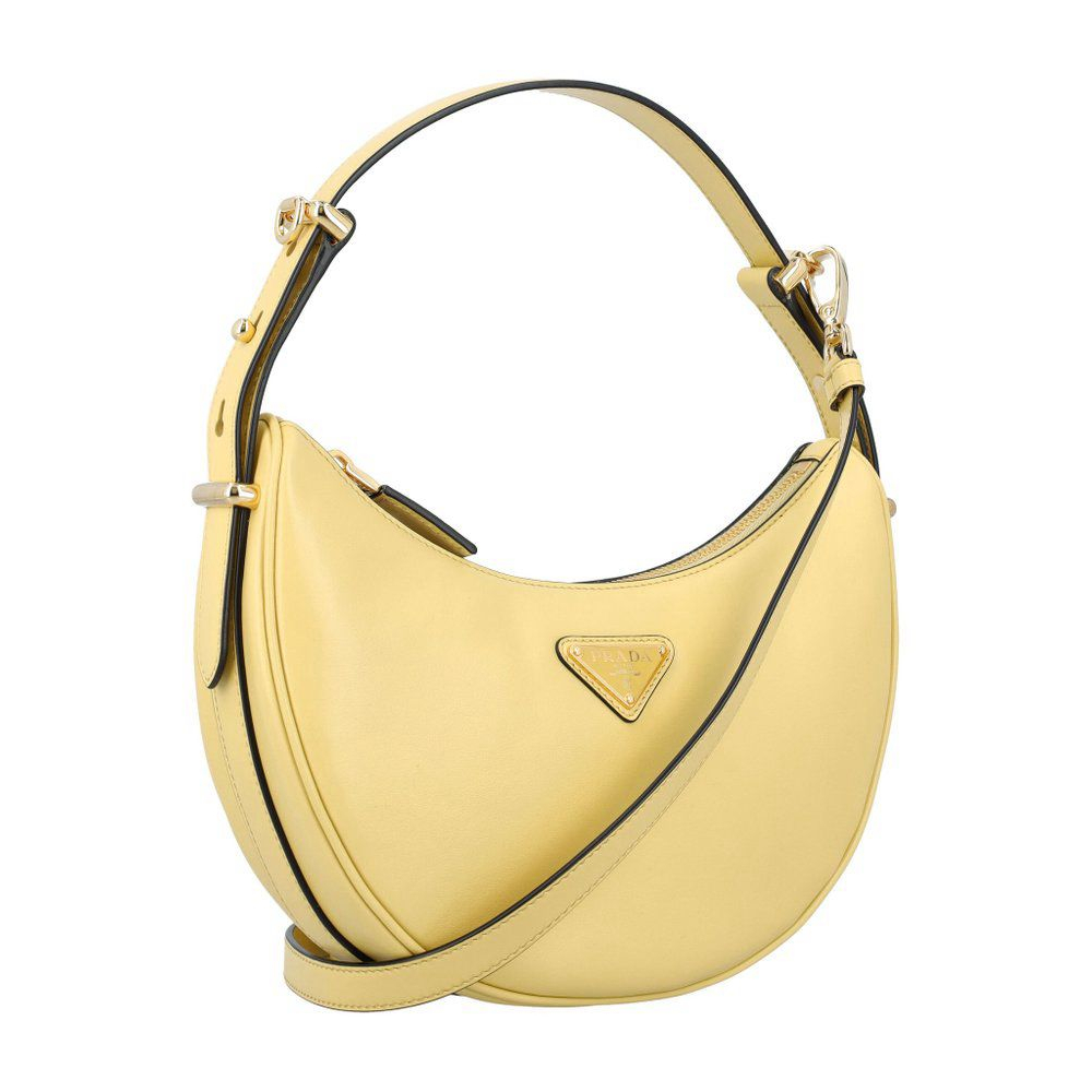 Women's 'Triangle Logo Plaque Moon Shaped' Shoulder Bag