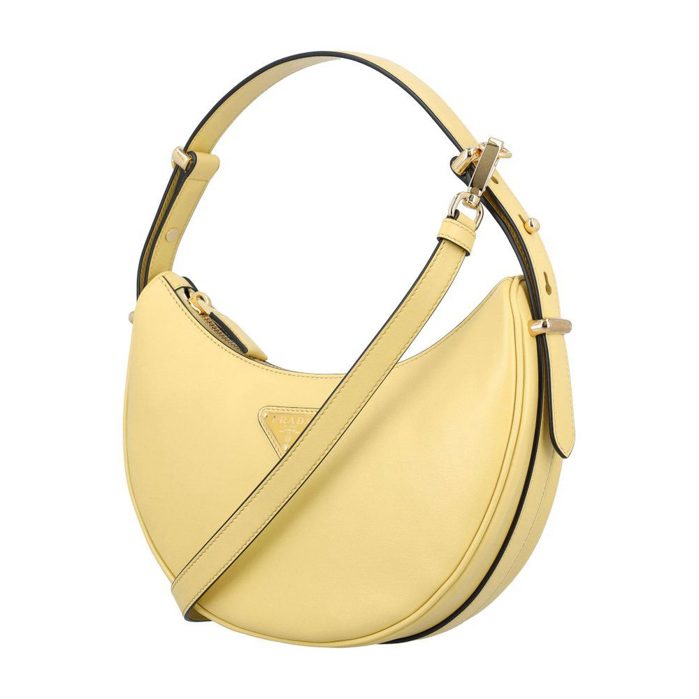 Women's 'Triangle Logo Plaque Moon Shaped' Shoulder Bag