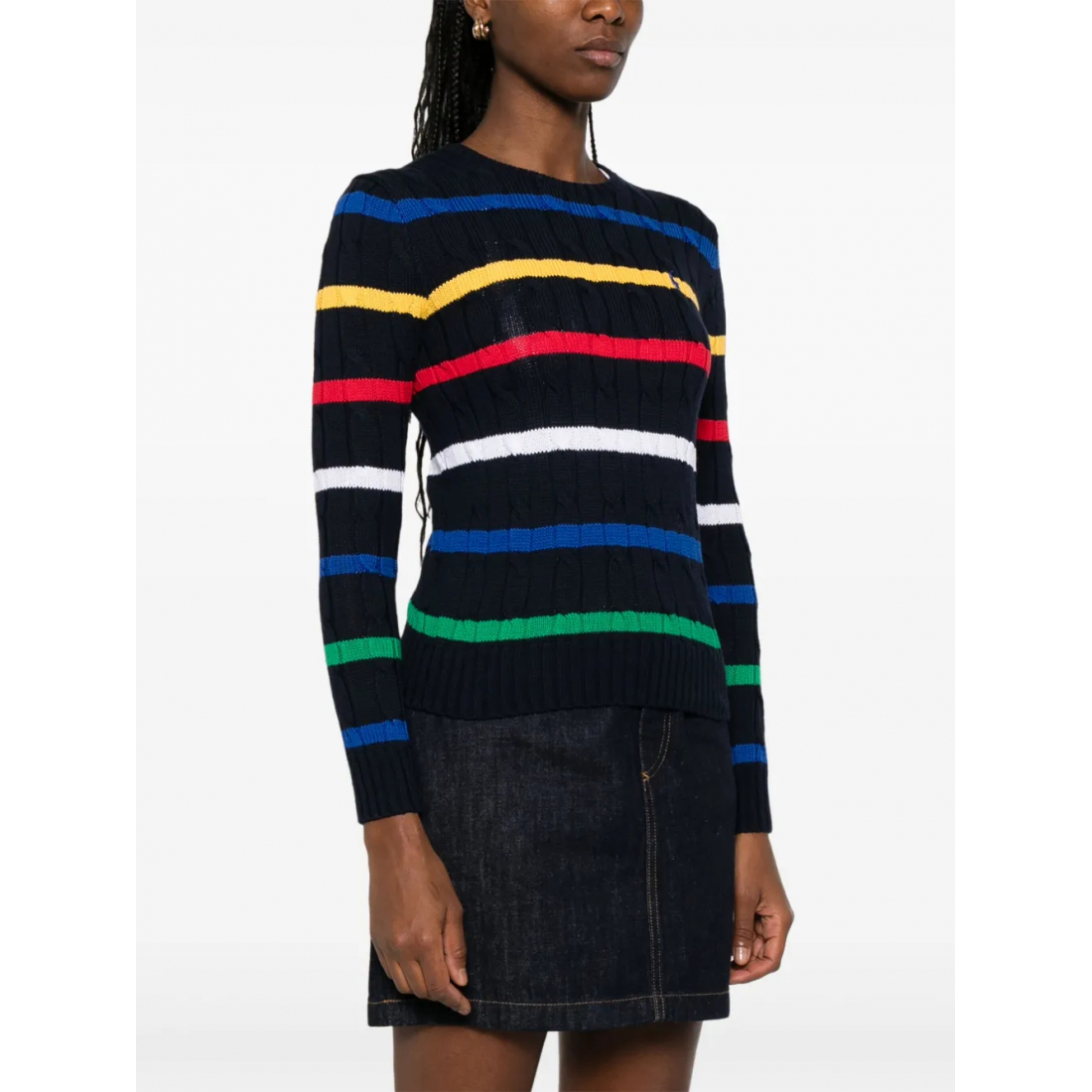 Pull 'Striped Cable-Knit' pour Femmes
