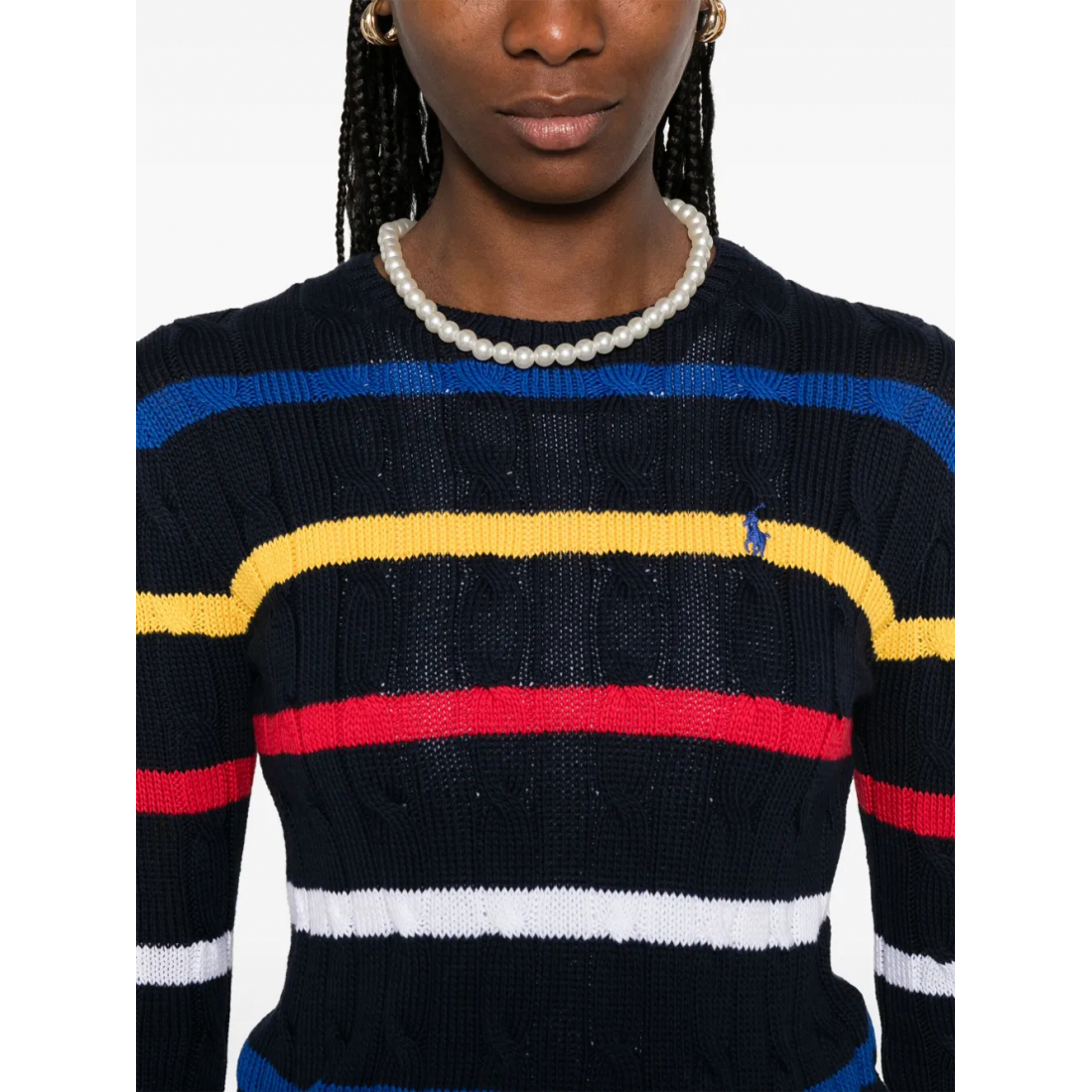 Pull 'Striped Cable-Knit' pour Femmes