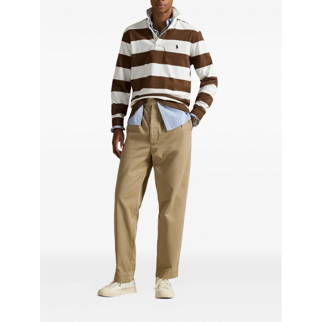 Polo manches longues 'Striped' pour Hommes