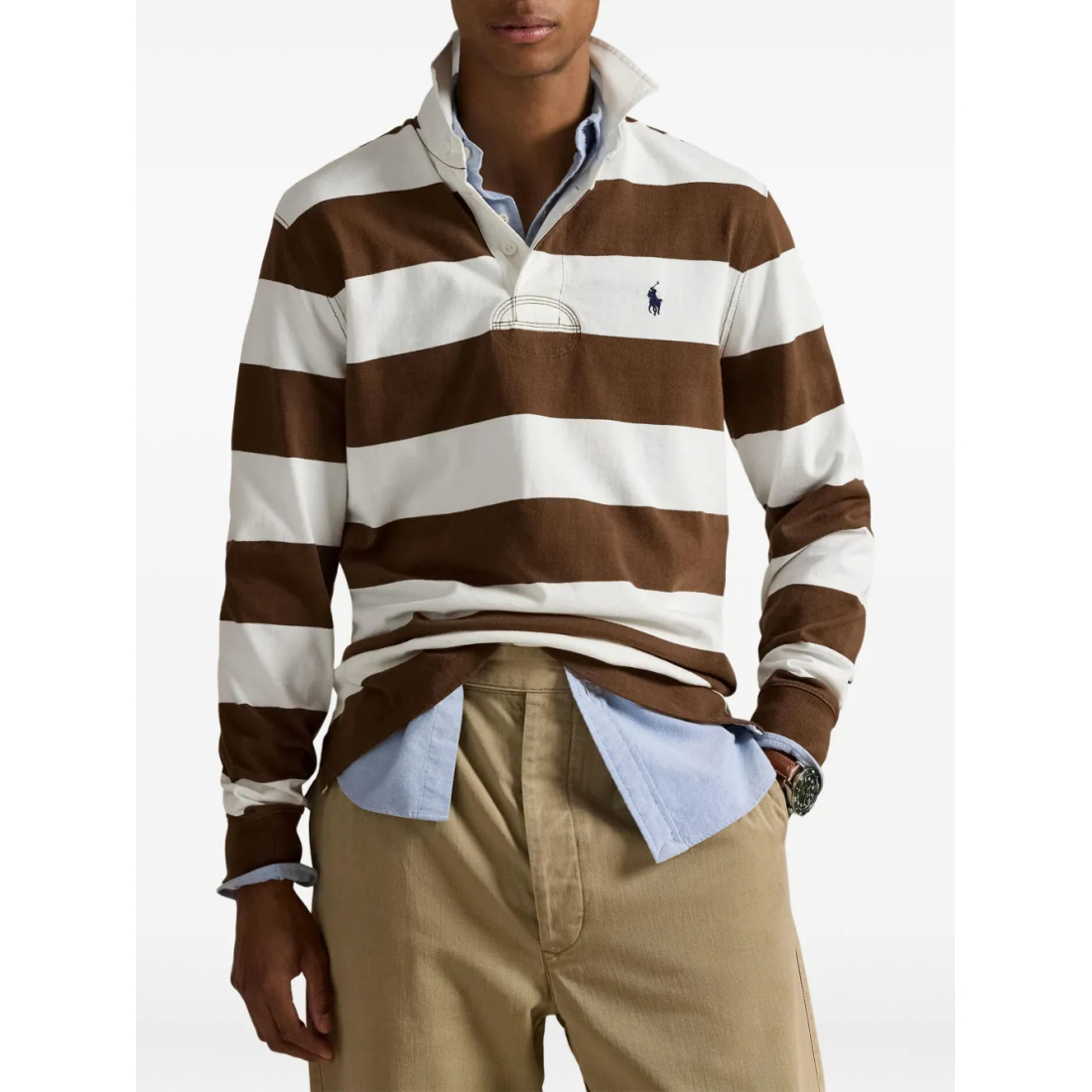 Polo manches longues 'Striped' pour Hommes