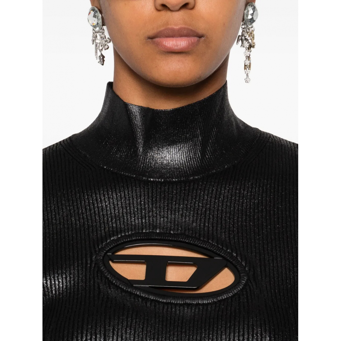 Top à manches longues 'High-Neck Ribbed' pour Femmes