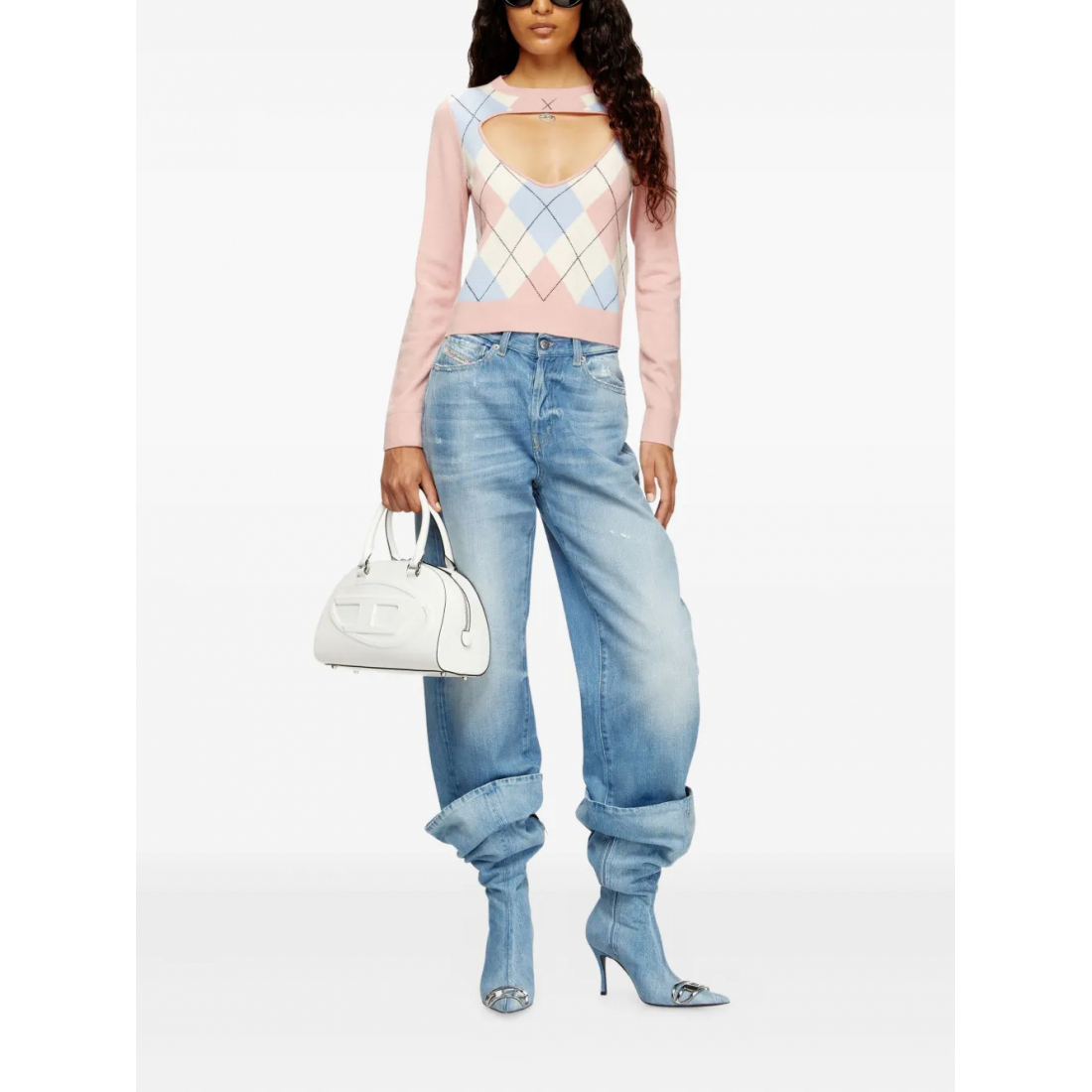 Women's 'Romko Cut-Out Argyle-Pattern' Sweater