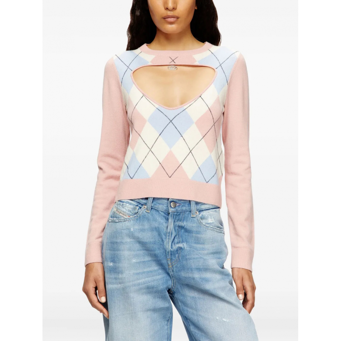 Women's 'Romko Cut-Out Argyle-Pattern' Sweater