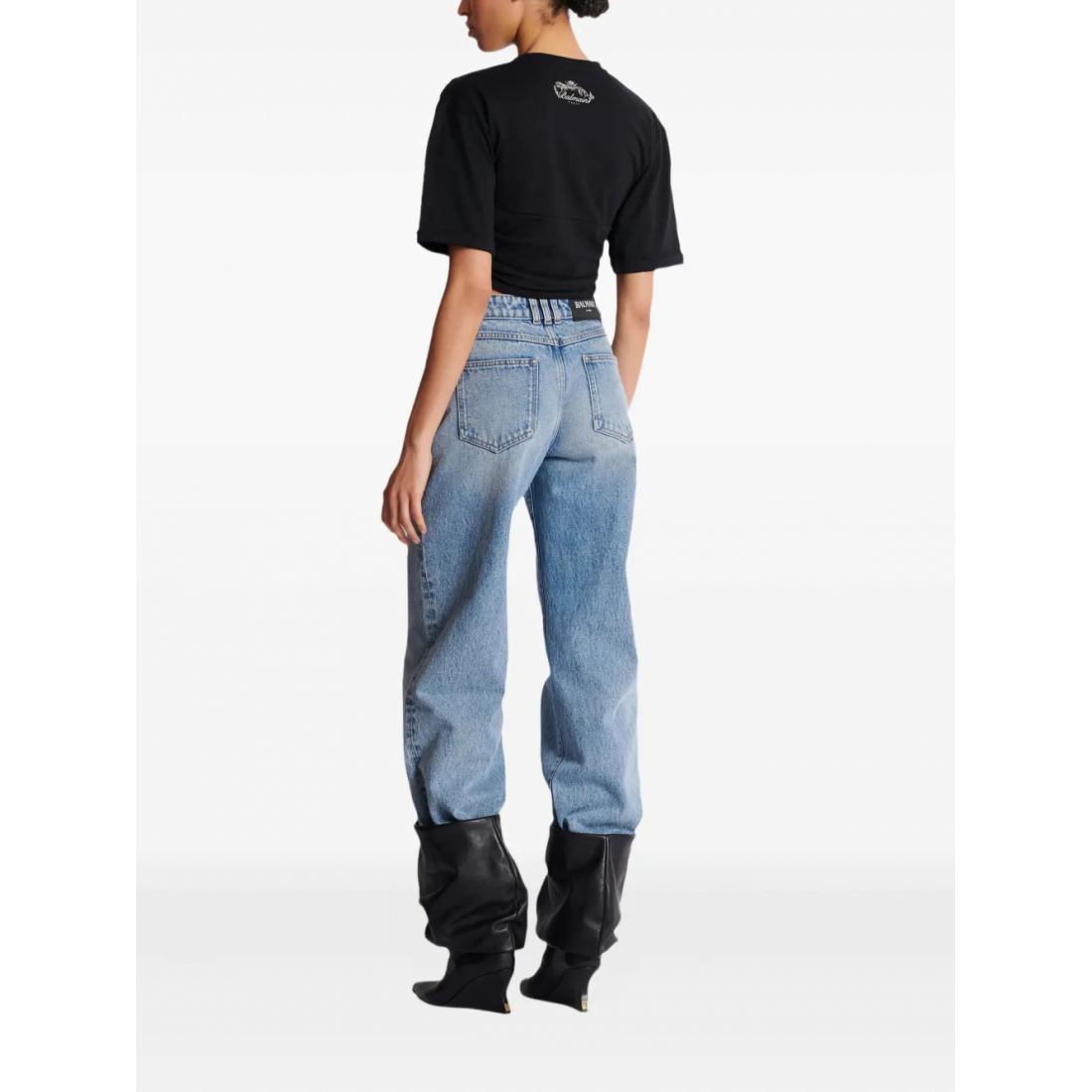 T-shirt 'Button-Embellished Twist-Front' pour Femmes