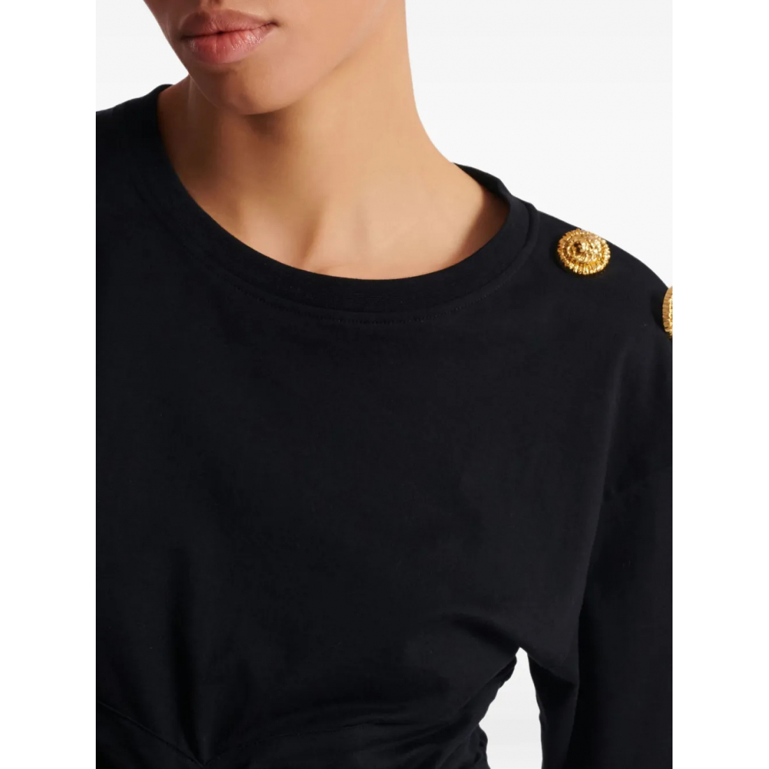 T-shirt 'Button-Embellished Twist-Front' pour Femmes