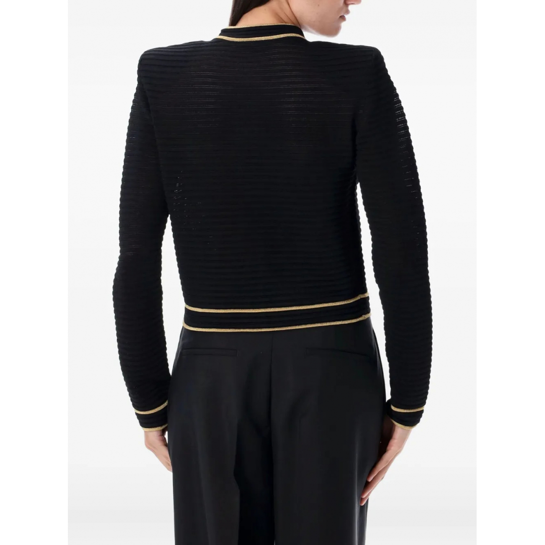 Cardigan 'Ribbed Gold-Trimmed' pour Femmes