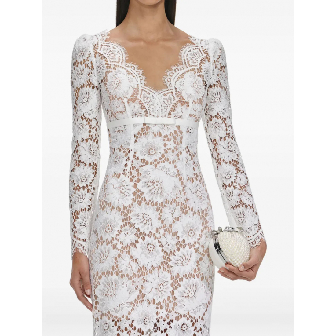 Robe Midi 'Floral-Lace Long-Sleeve' pour Femmes