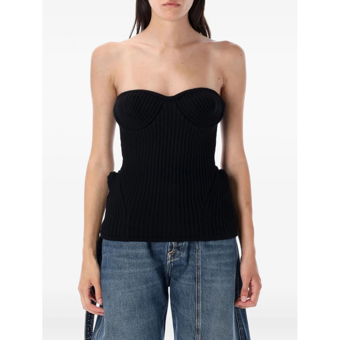 Women's 'Ribbed-Knit Bustier' Sleeveless Top