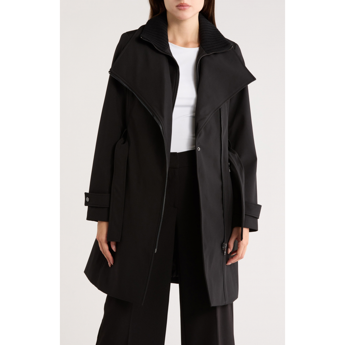 Women's 'Belted Softshell with Inner Bib' Belted Coat