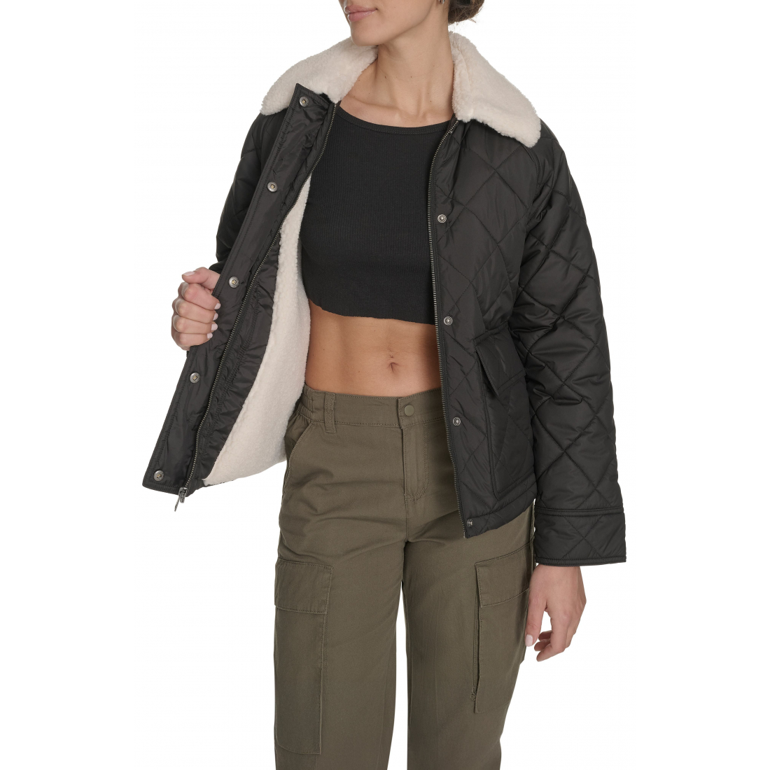 Veste matelassée 'Faux Shearling Lined Diamond Barn' pour Femmes