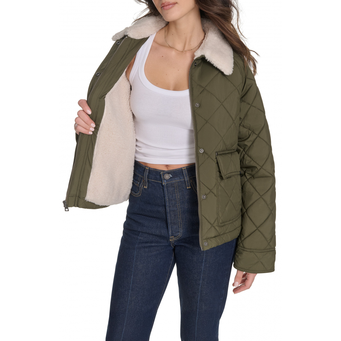 Veste matelassée 'Faux Shearling Lined Diamond Barn' pour Femmes