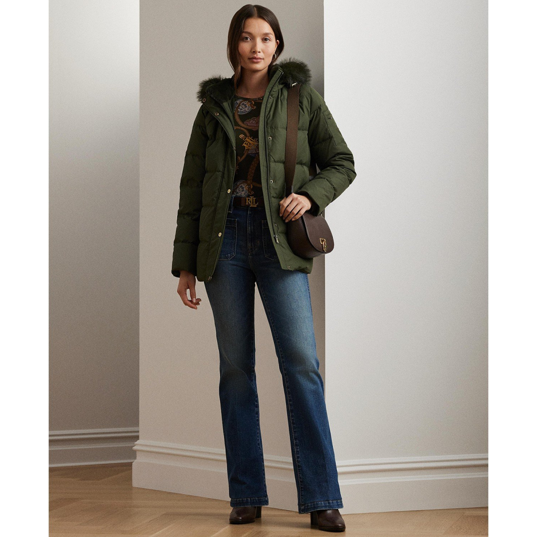 'Faux-Fur Hooded' Puffermantel für Damen