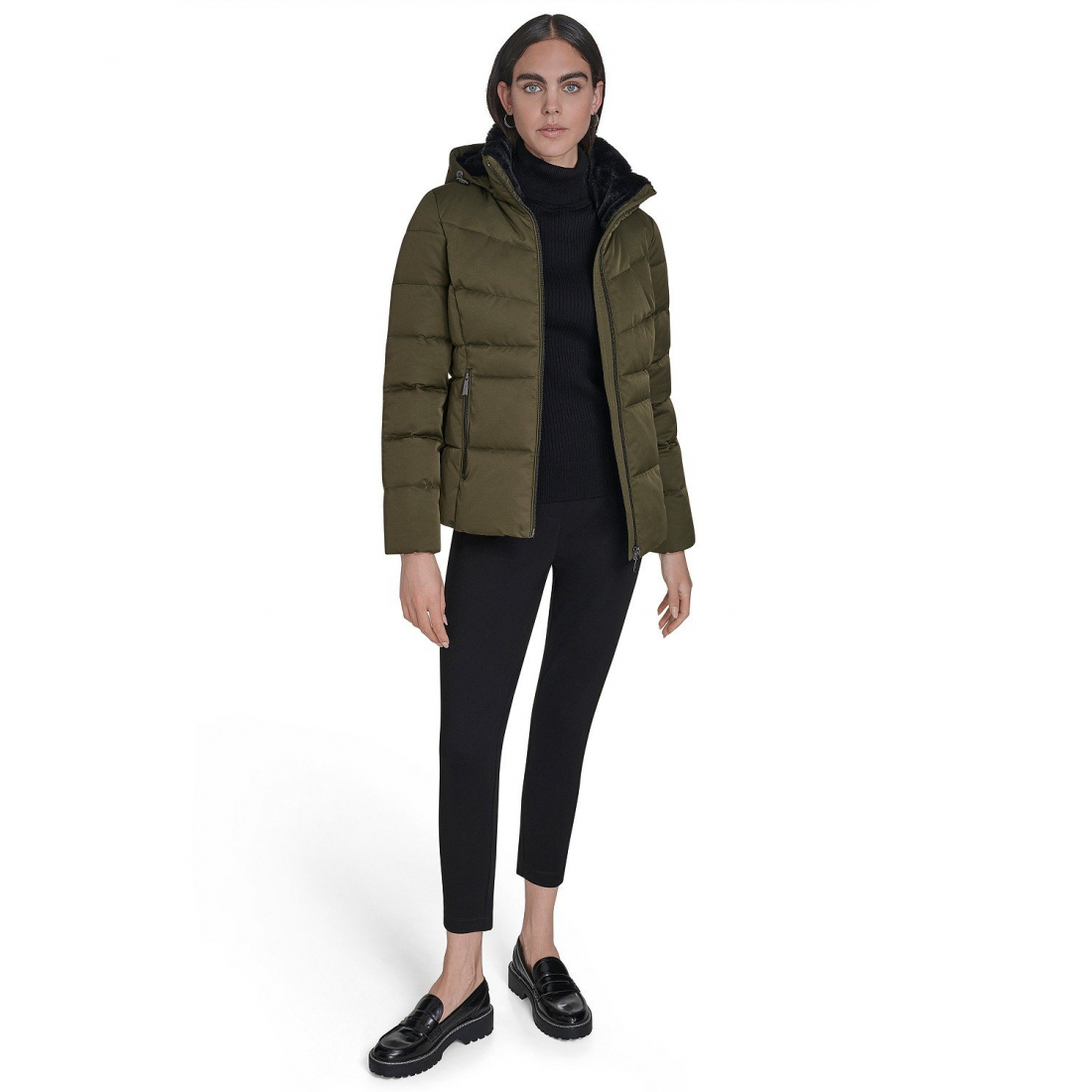 Manteau matelassé 'Faux-Fur-Lined Hooded' pour Femmes