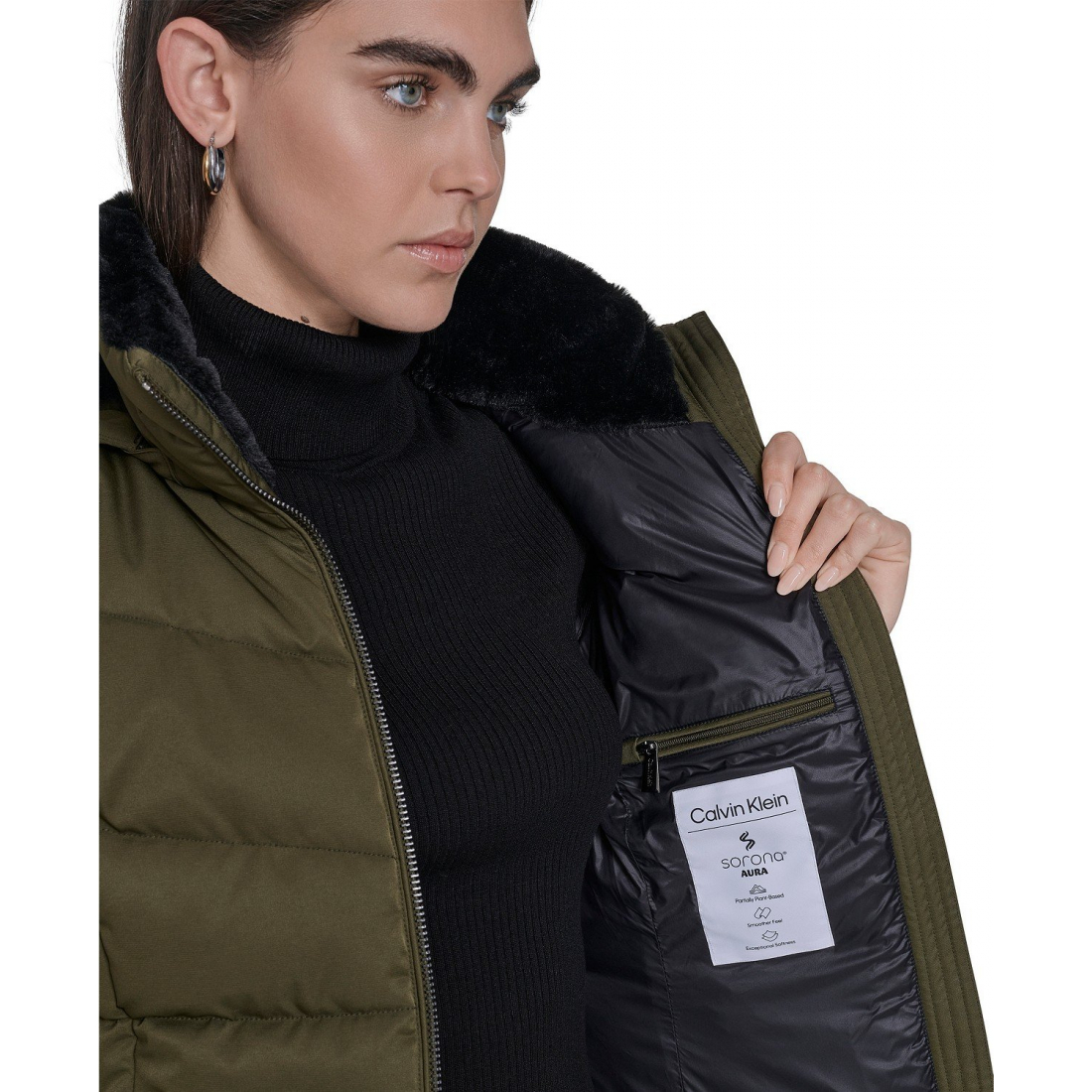 Manteau matelassé 'Faux-Fur-Lined Hooded' pour Femmes