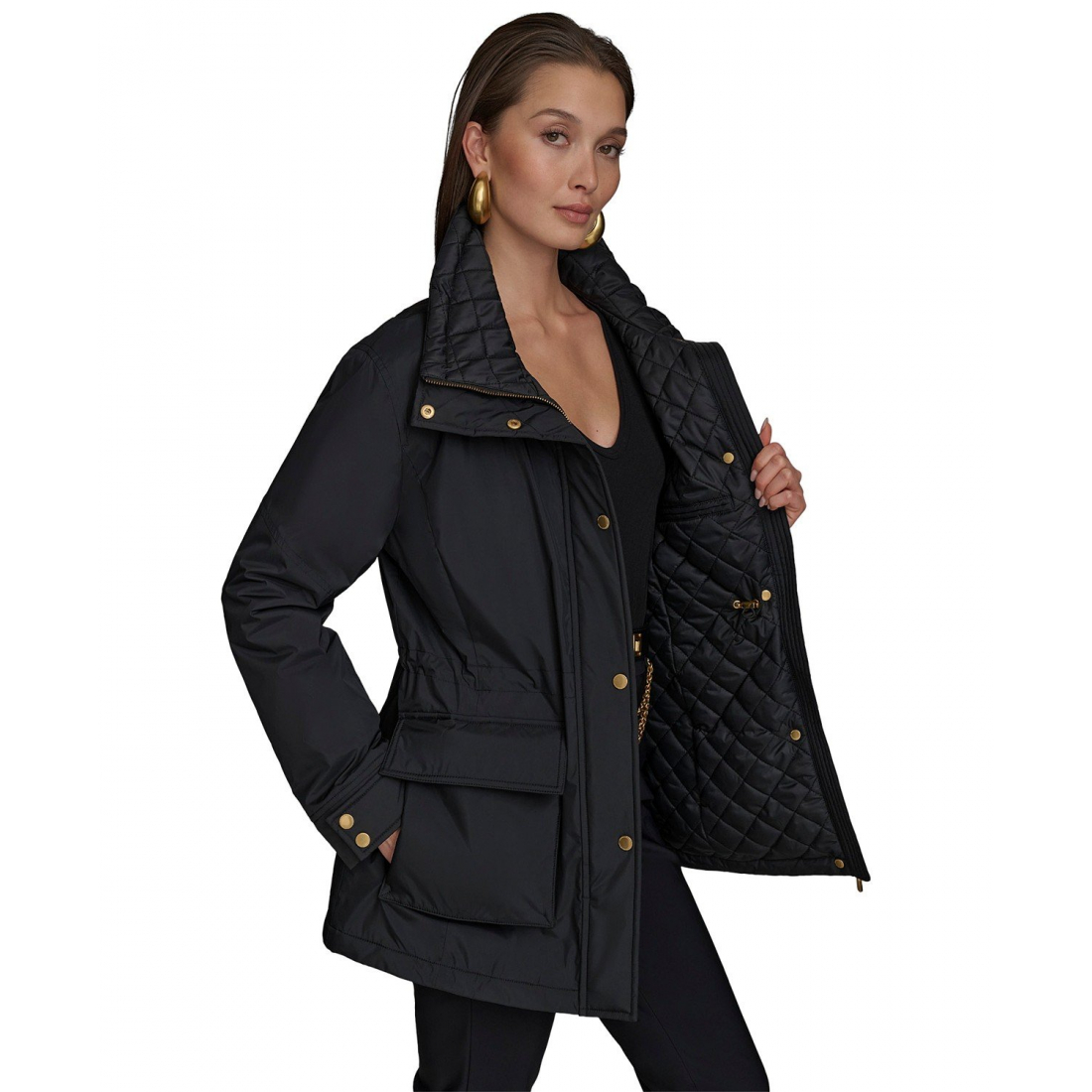 Manteau 'Stand-Collar Cinched-Waist' pour Femmes