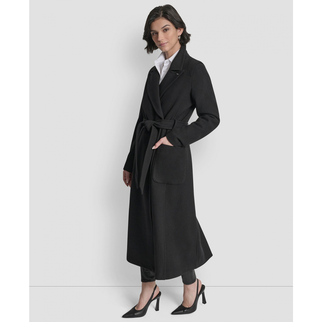 Manteau 'Notch Collar Belted' pour Femmes