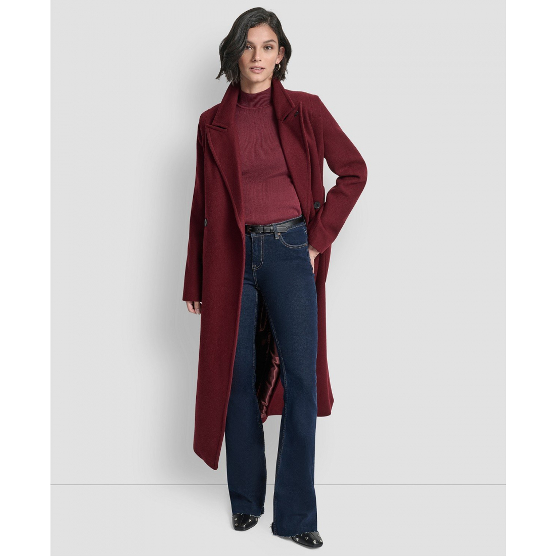 Manteau 'Notch Collar Belted' pour Femmes