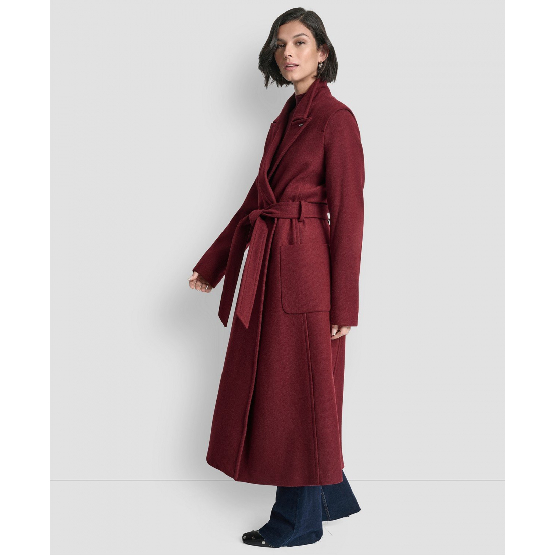 Manteau 'Notch Collar Belted' pour Femmes