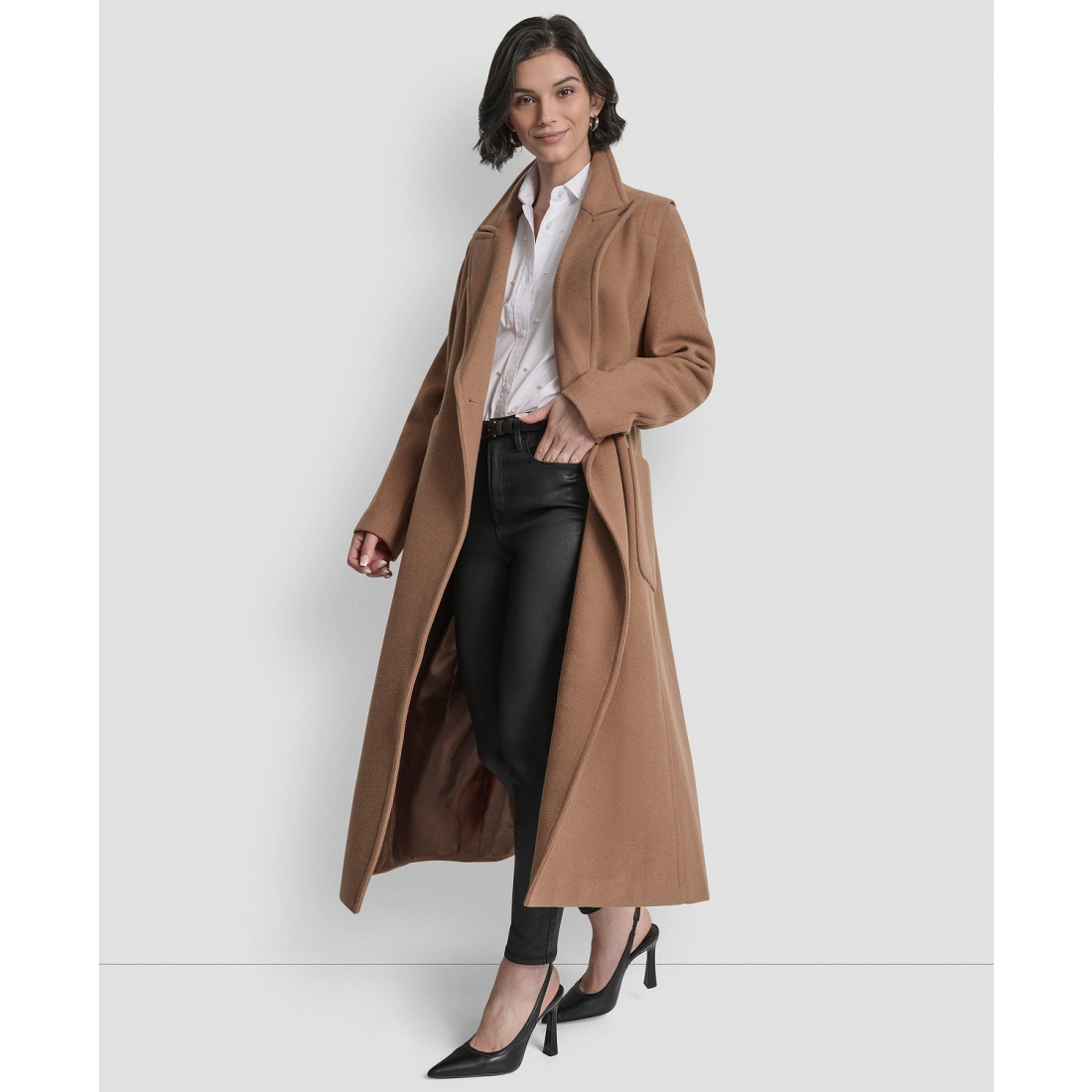 Manteau 'Notch Collar Belted' pour Femmes