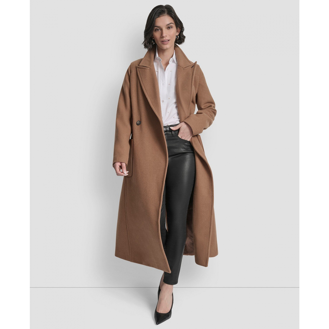 Manteau 'Notch Collar Belted' pour Femmes