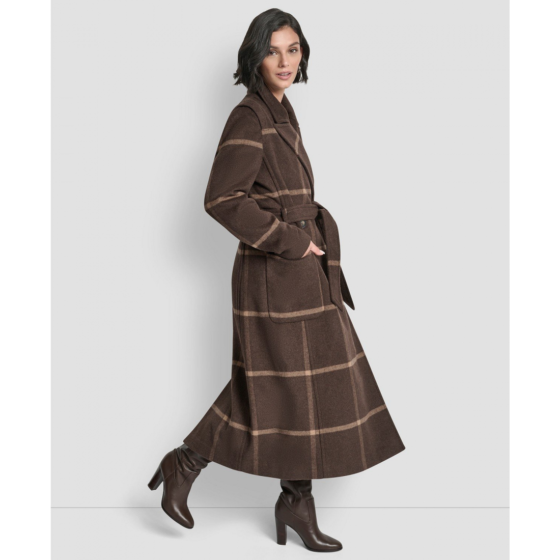 Manteau 'Notch Collar Belted' pour Femmes