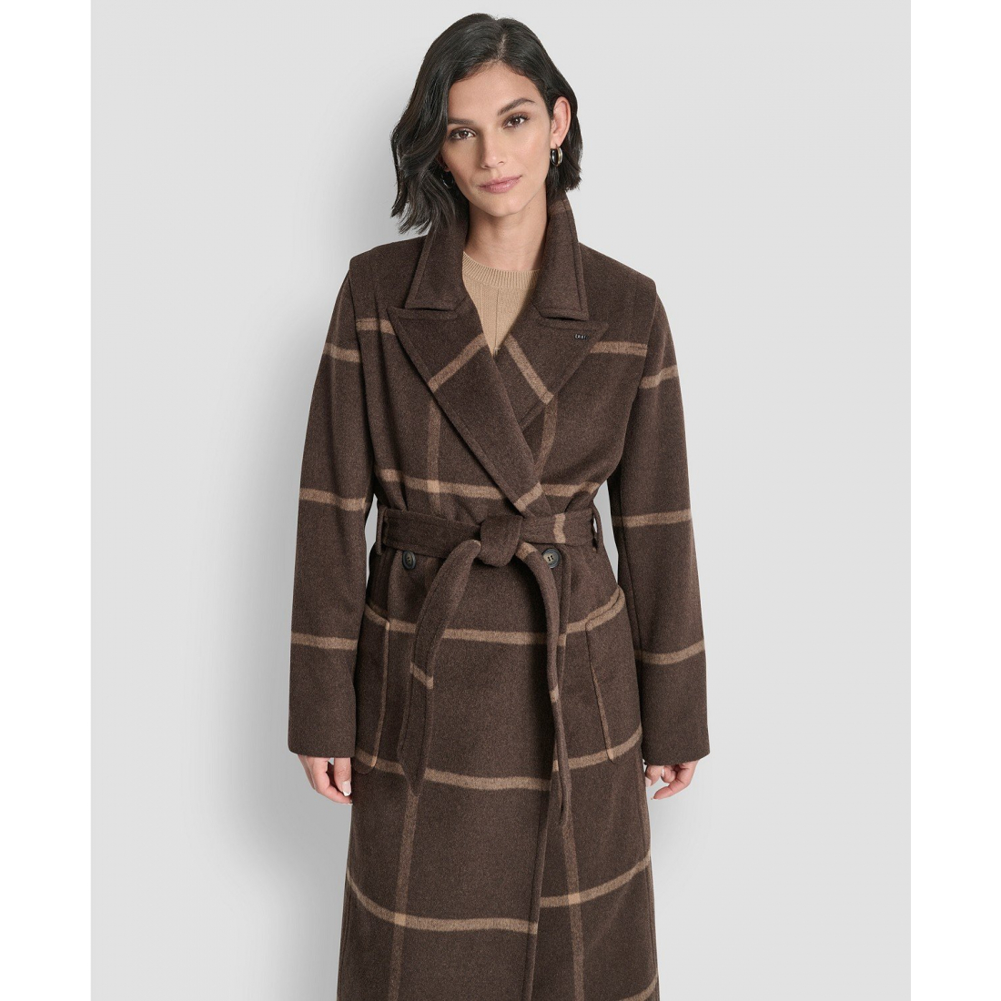 Manteau 'Notch Collar Belted' pour Femmes
