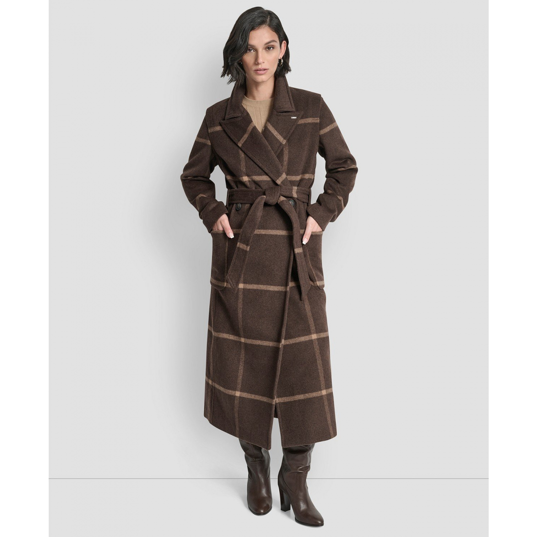 Manteau 'Notch Collar Belted' pour Femmes