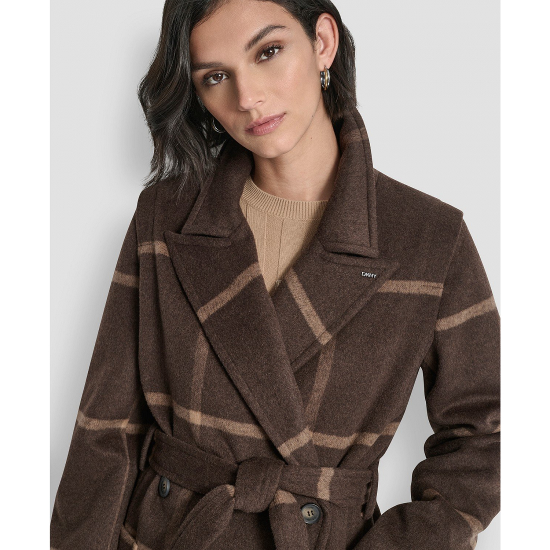 Manteau 'Notch Collar Belted' pour Femmes