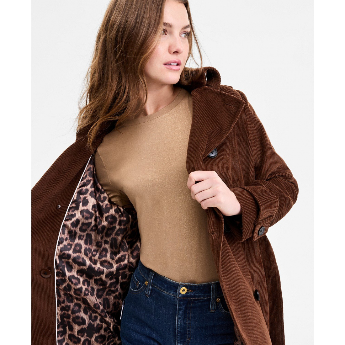 'Belted Corduroy' Trenchcoat für Damen