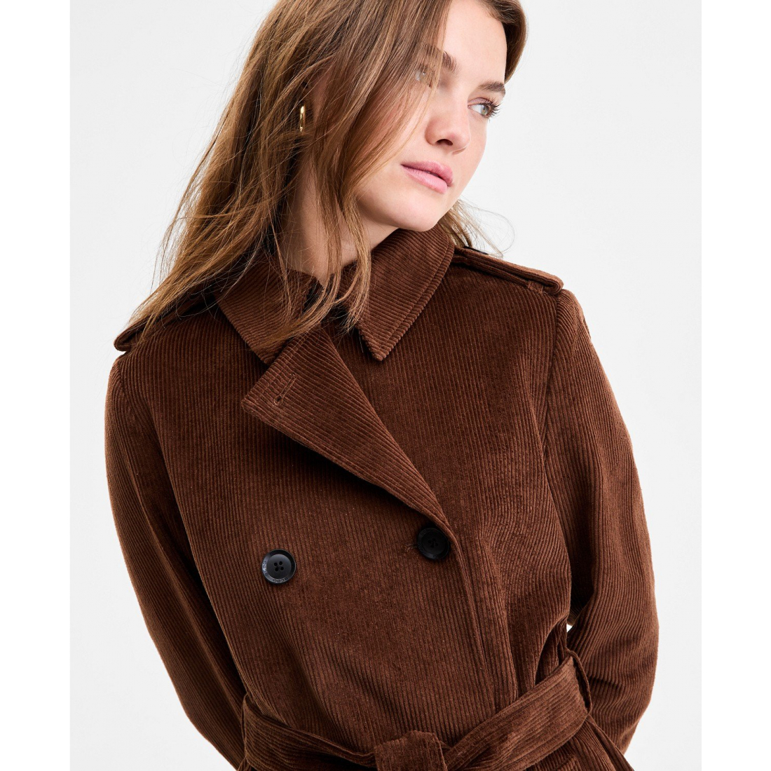 'Belted Corduroy' Trenchcoat für Damen